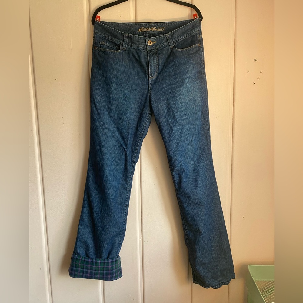 Eddie Bauer Flannel Lined Women's Blue Jeans